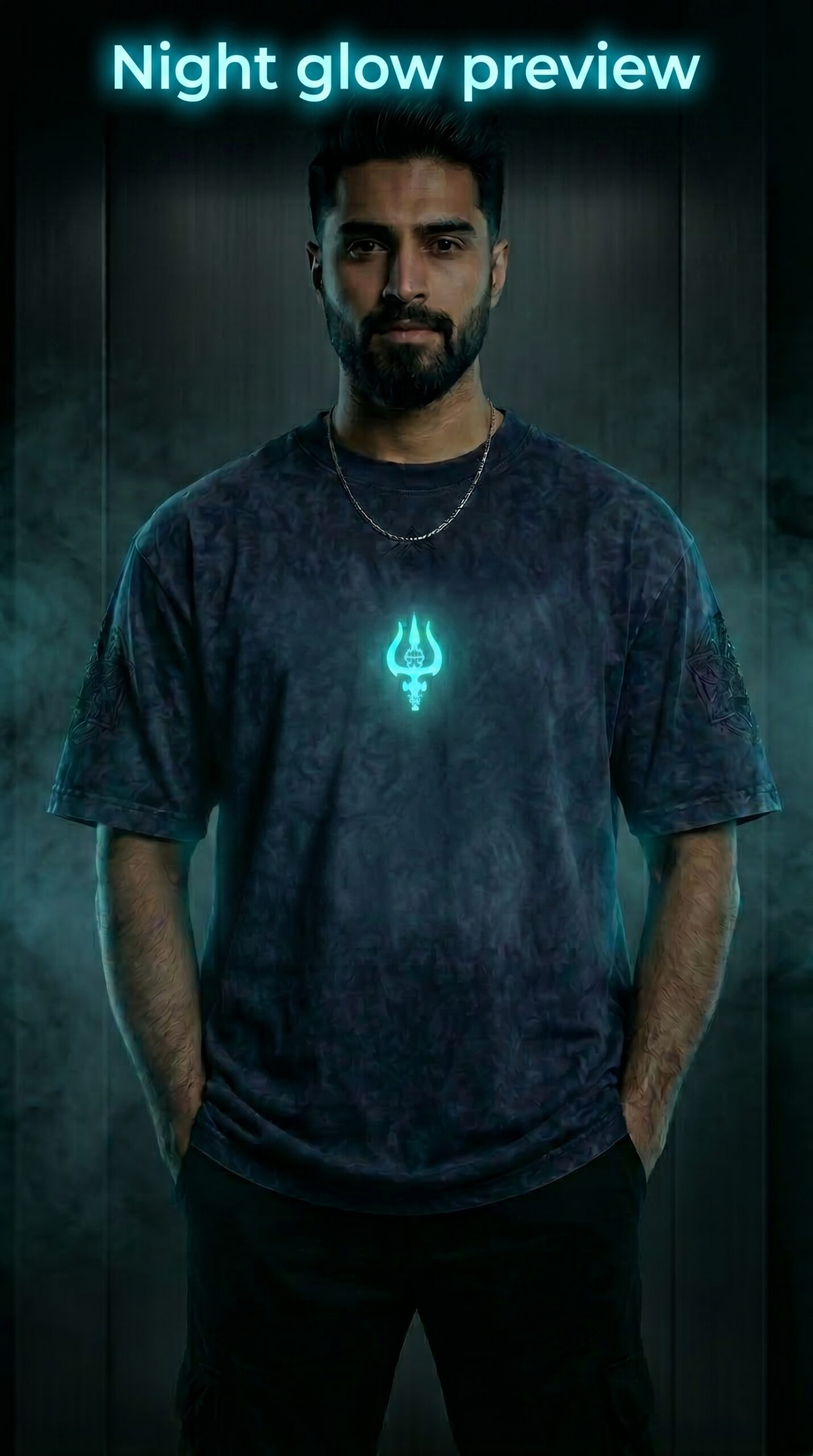Trishul Glow Edition Acid Wash Oversized Tee - Image 5
