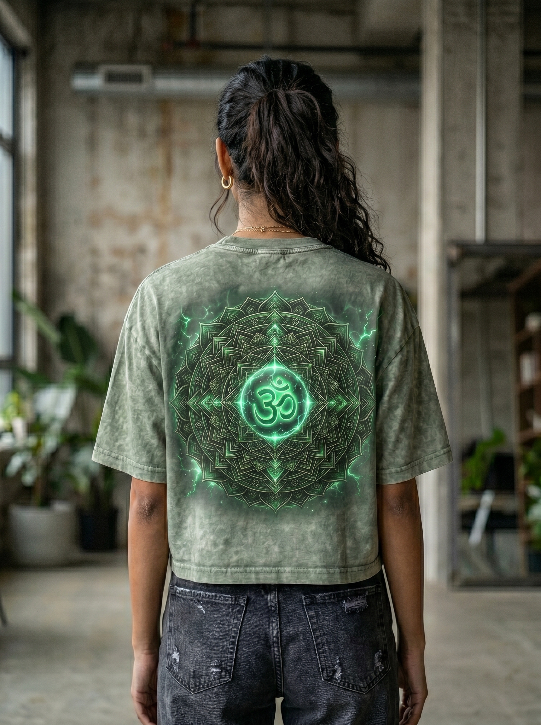 Sage Aura Glow Cropped Oversized Tee - Image 2