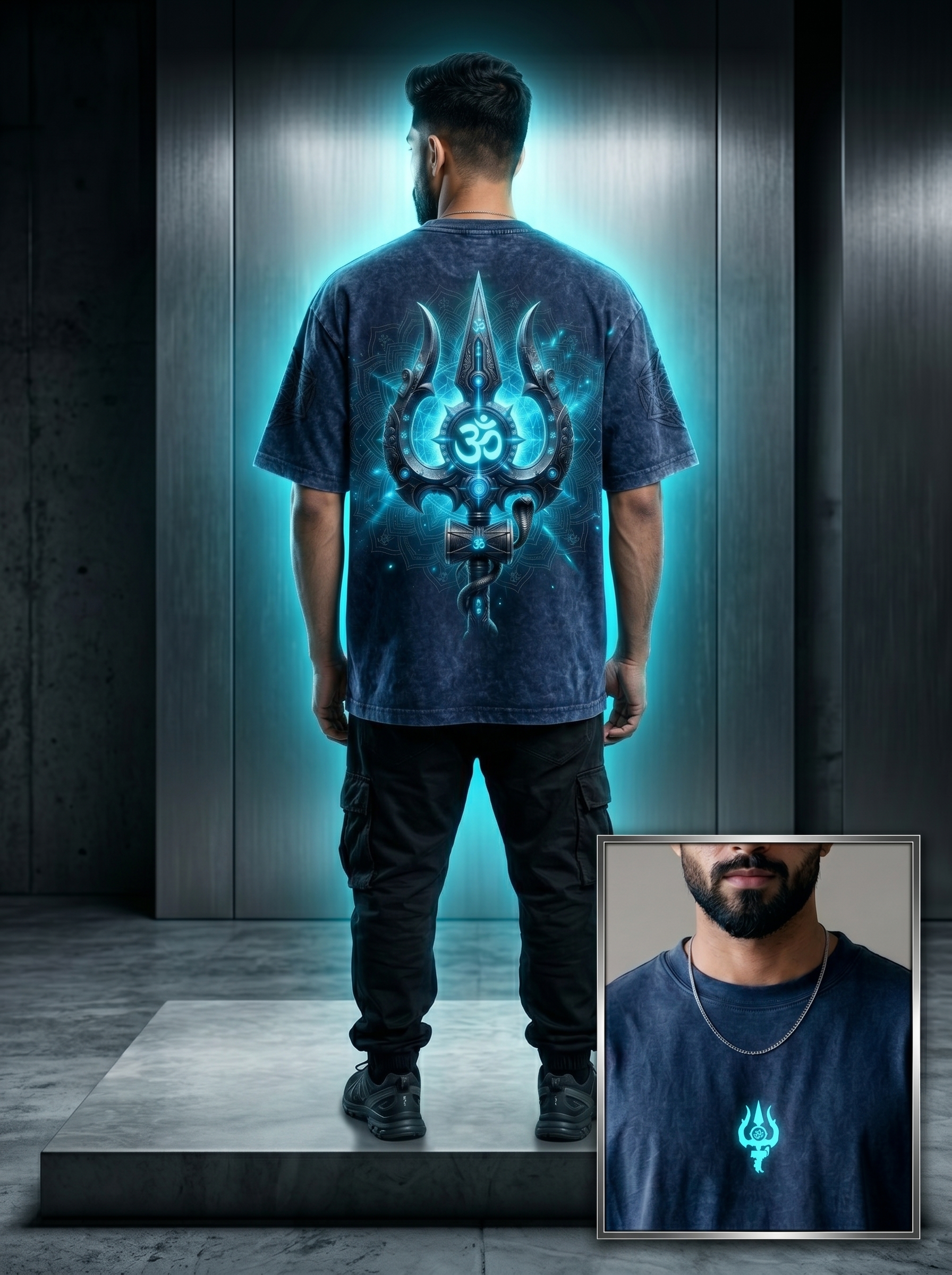 Trishul Glow Edition Acid Wash Oversized Tee - Image 2
