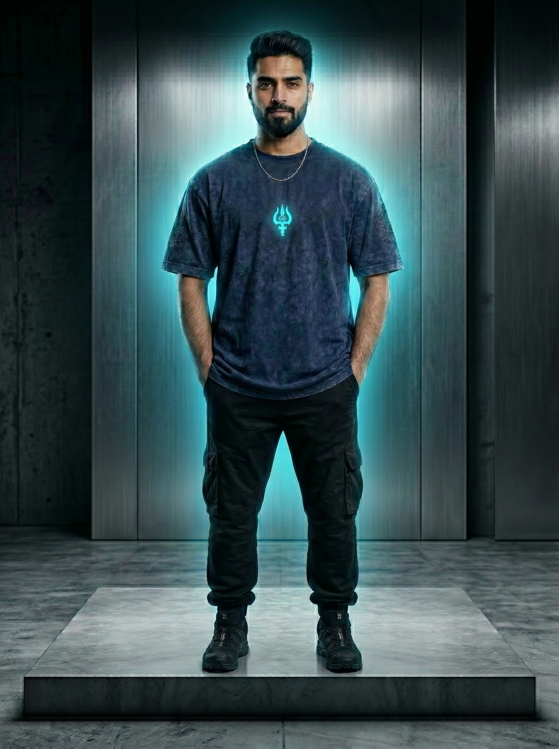 Trishul Glow Edition Acid Wash Oversized Tee - Image 8
