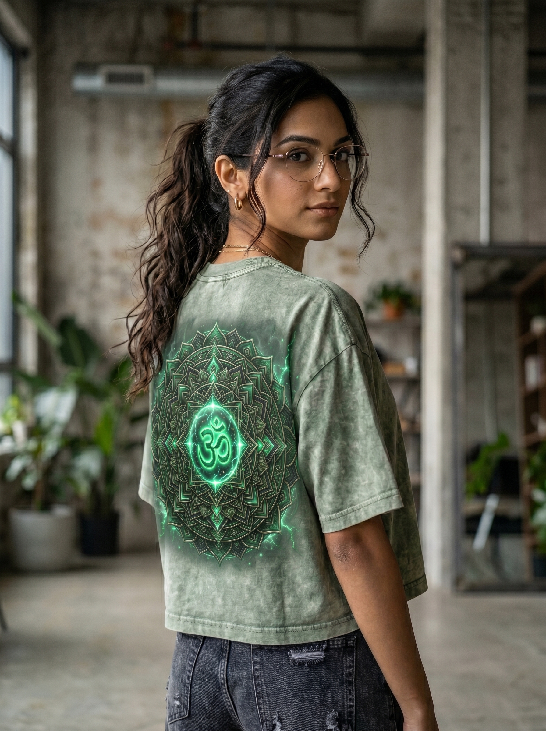Sage Aura Glow Cropped Oversized Tee - Image 7