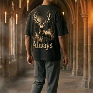Wizarding Collection : Always — Washed Black Oversized Tee
