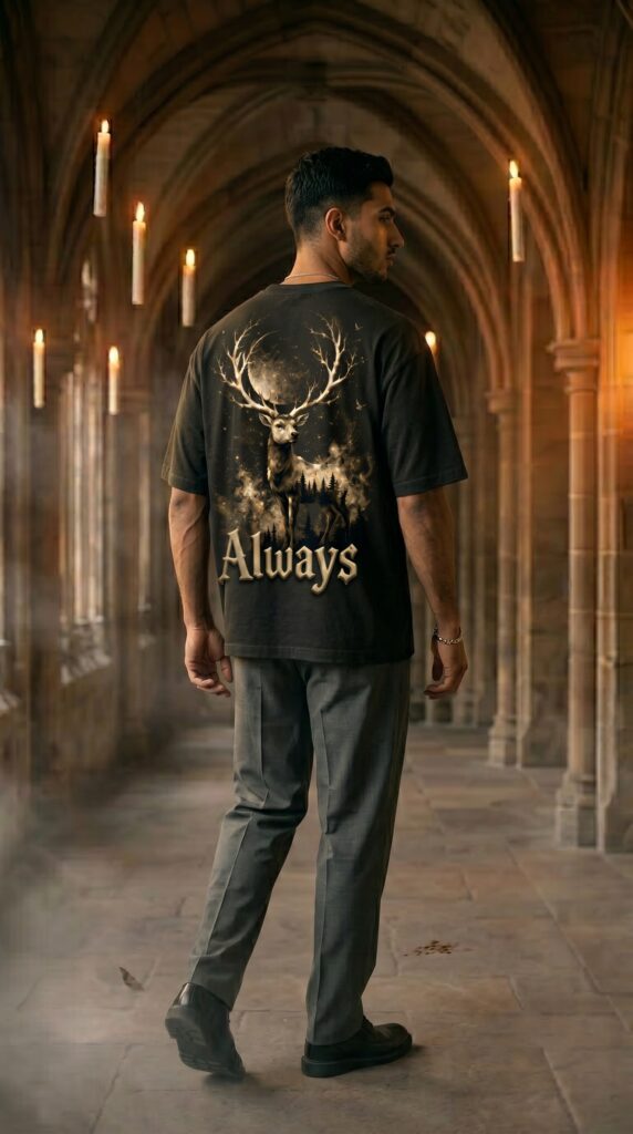 Wizarding Collection : Always — Washed Black Oversized Tee